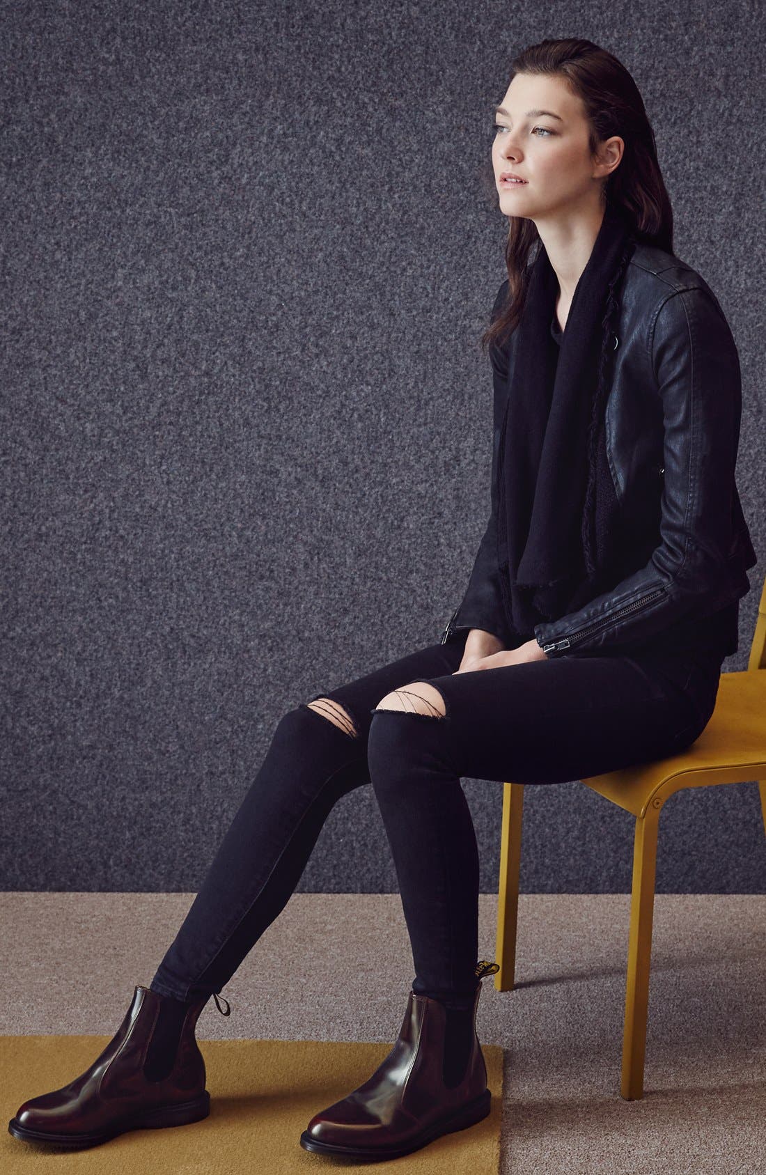 'Flora' Chelsea Boot, Alternate, color, CHERRY LEATHER