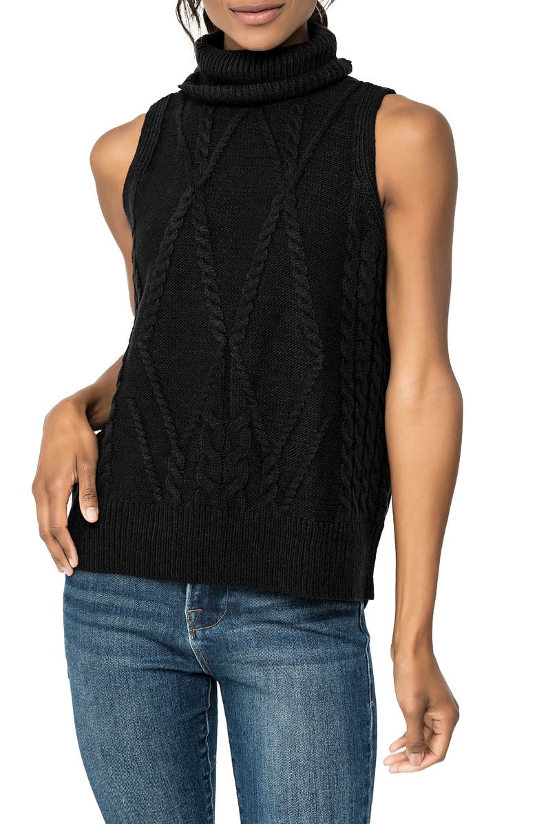 GIBSONLOOK Cable Stitch Sleeveless Turtleneck Sweater, Main, color, 
