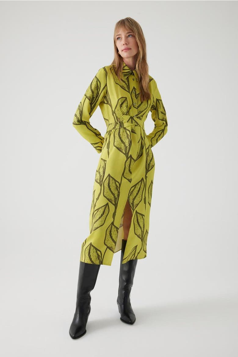 April Midi Shirt Dress, Main, color, GREEN