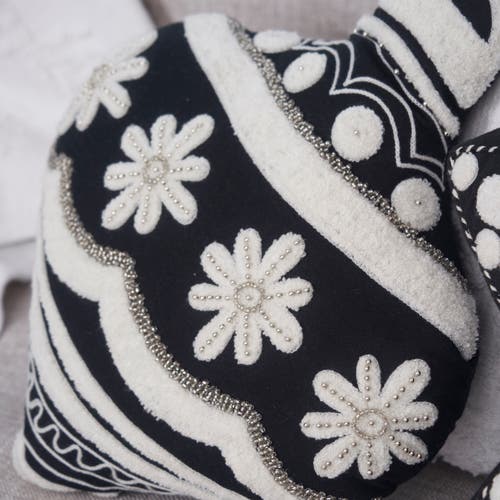 Carol & Frank Ornament Shaped Throw Pillow In Black