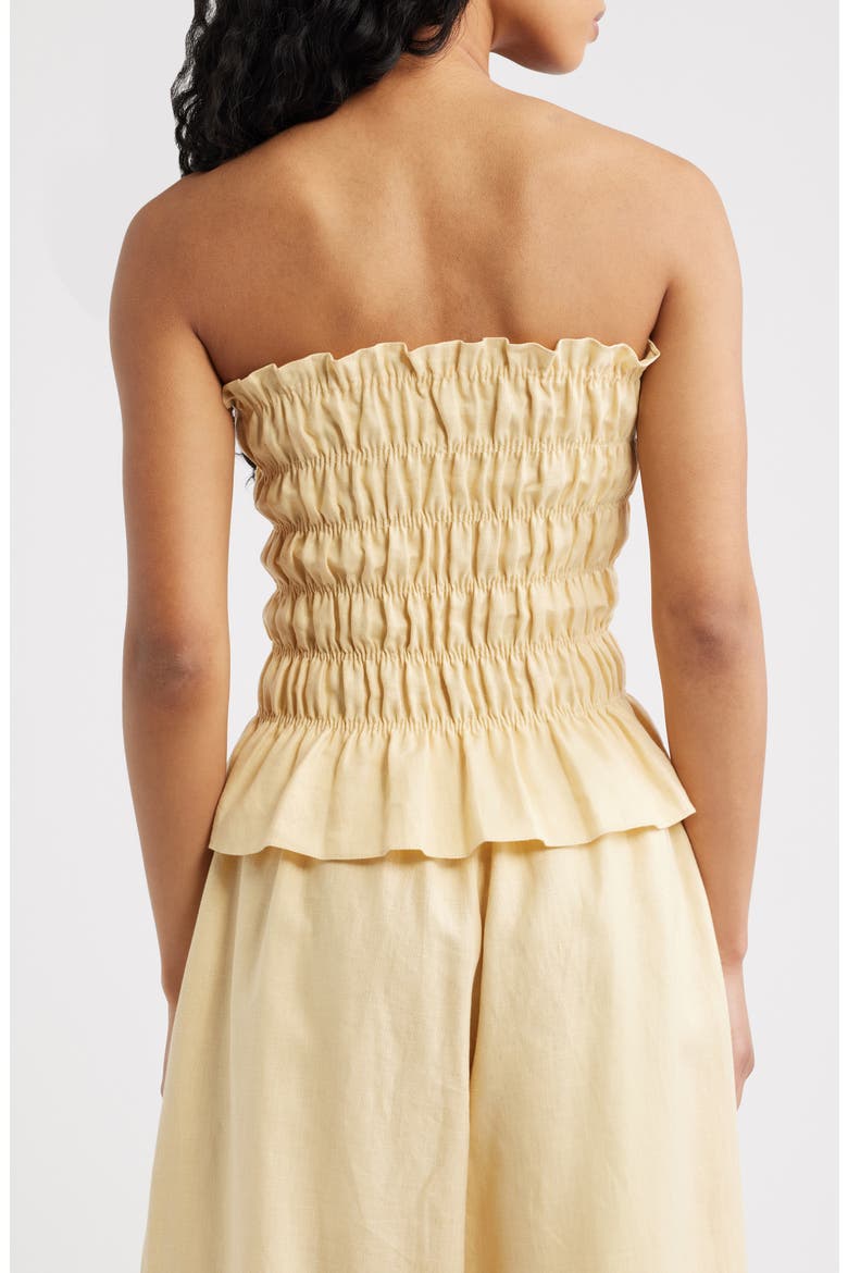 Tiera Smock Strapless Linen Top, Alternate, color, DAFFODIL