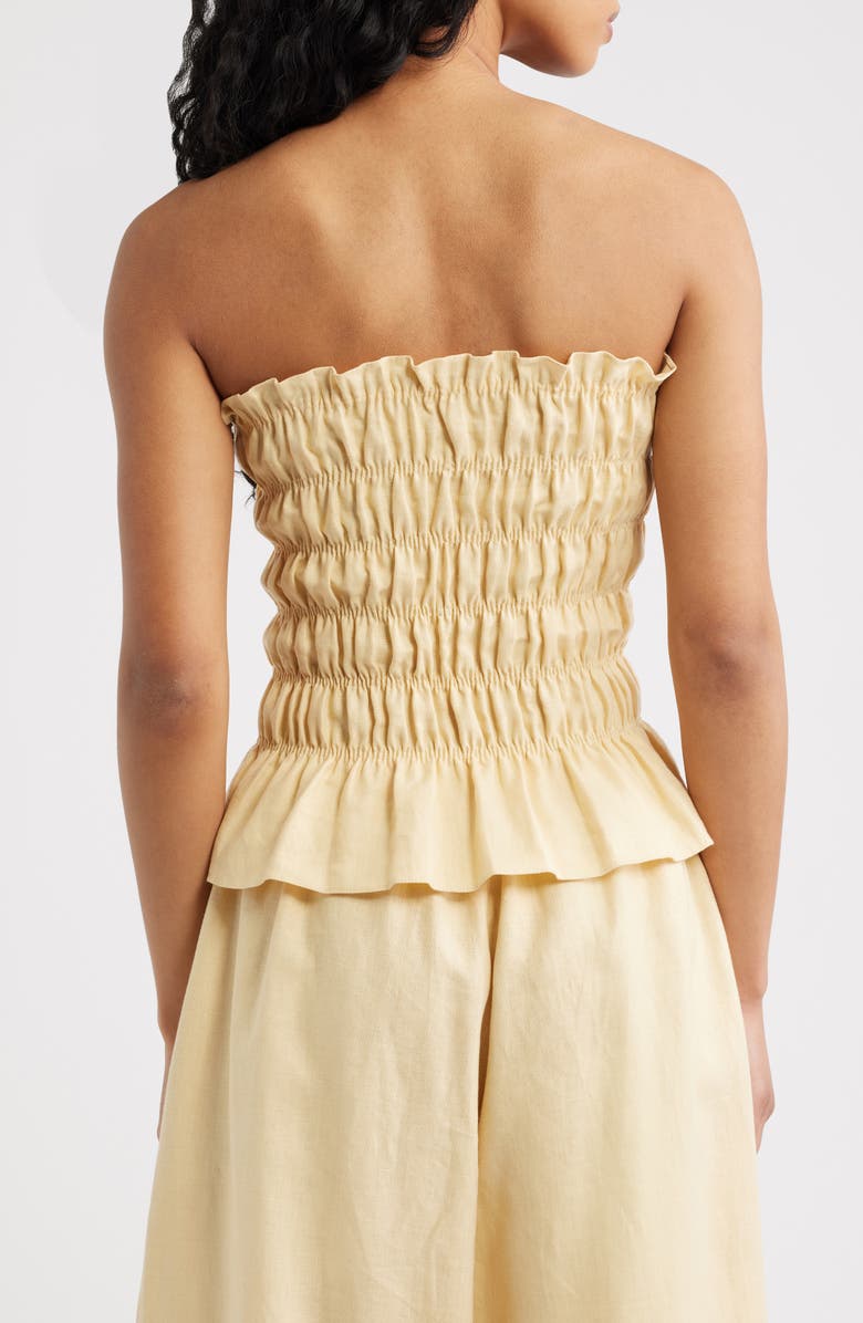 Faithfull the Brand Tiera Smock Strapless Linen Top, Alternate, color, Daffodil