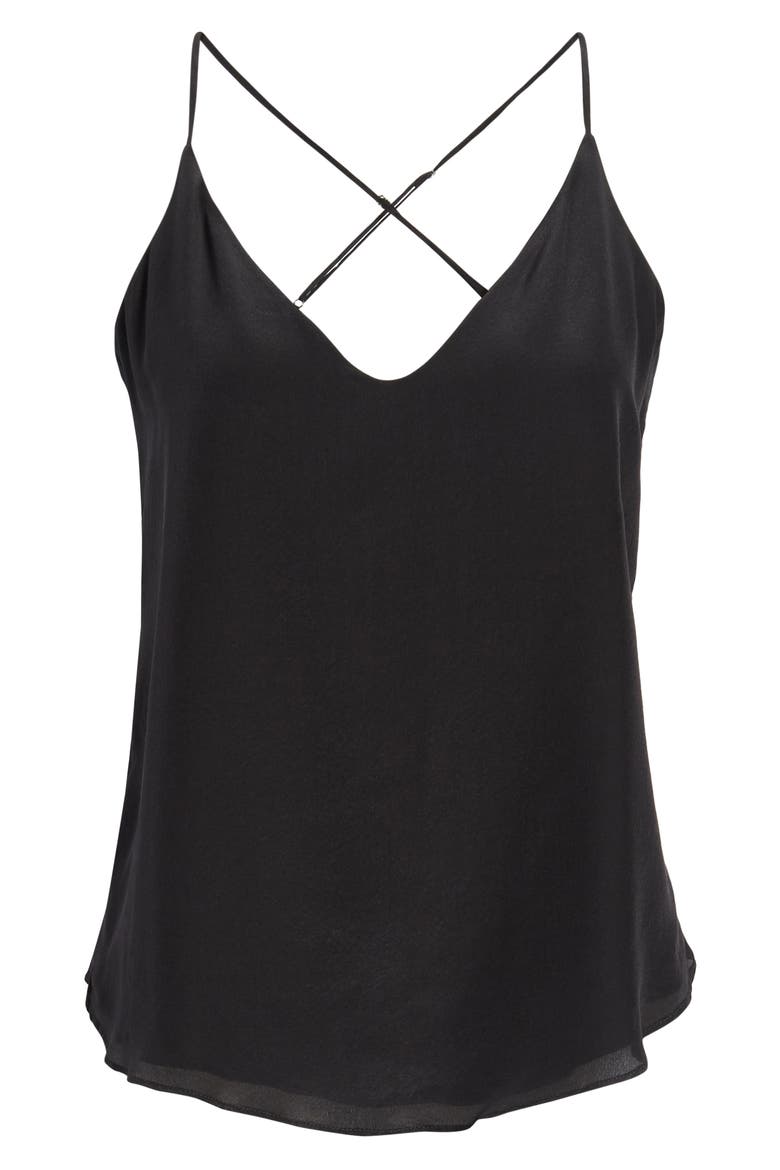 Ella Split Back Silk Camisole, Alternate, color, BLACK
