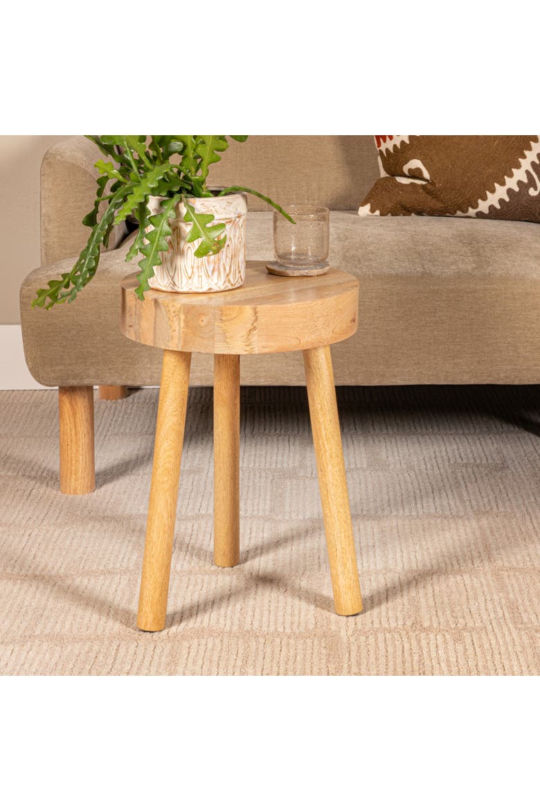 Round Mango Wood Stool, Natural, Alternate, color, Natural
