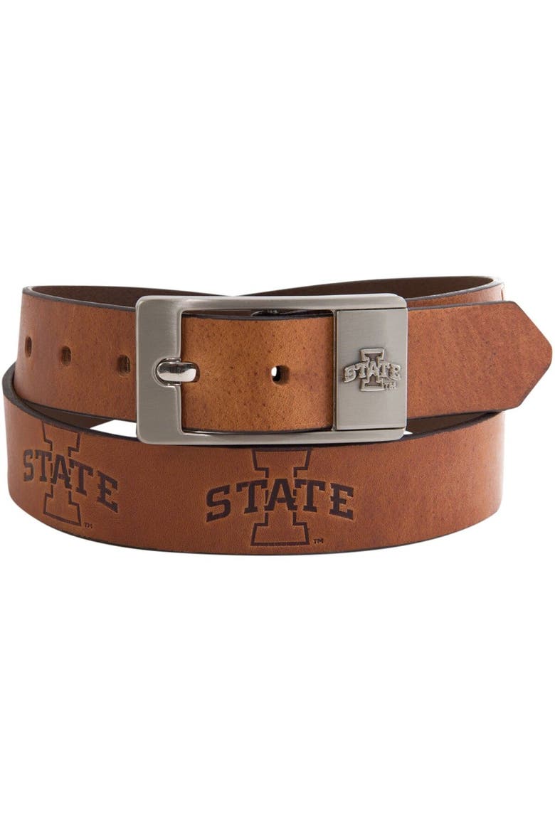 Iowa State Cyclones Brandish Leather Belt, Main, color, Brown