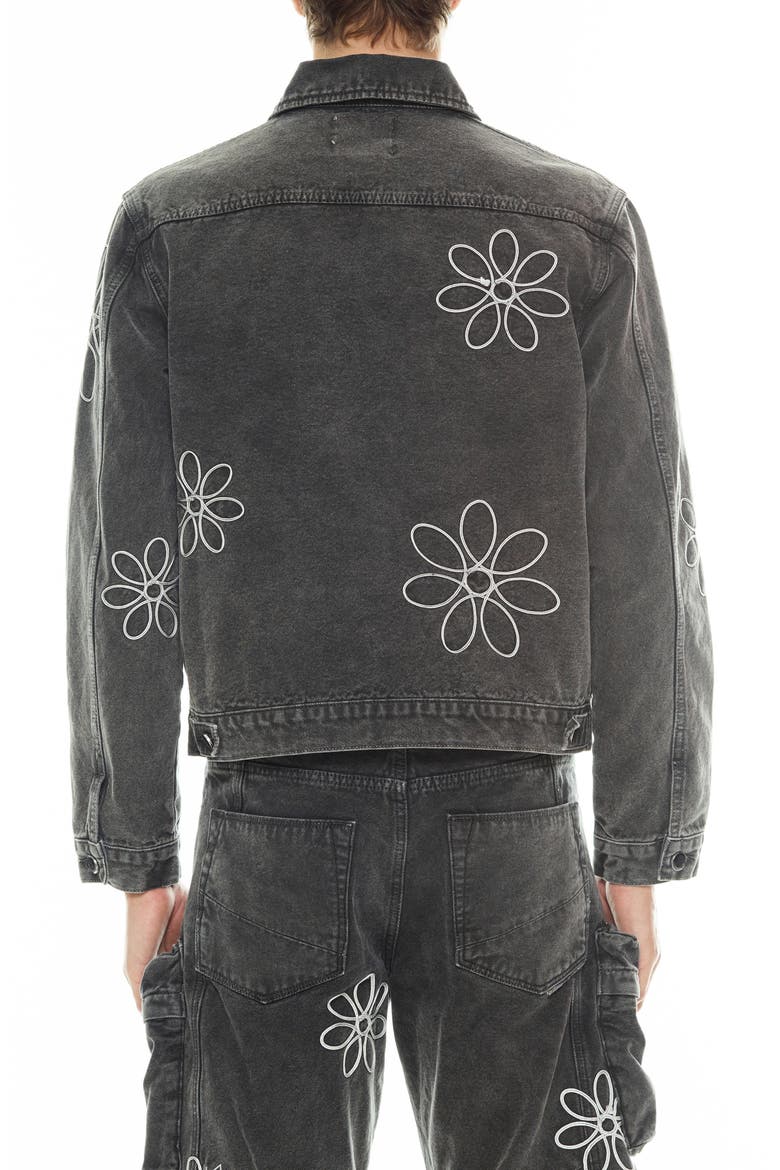 MK3 Floral Appliqué Cotton Canvas Jacket, Alternate, color, VINTAGE GRAY