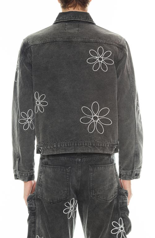 Cult Of Individuality Mk3 Floral Appliqué Cotton Canvas Jacket In Vintage Gray