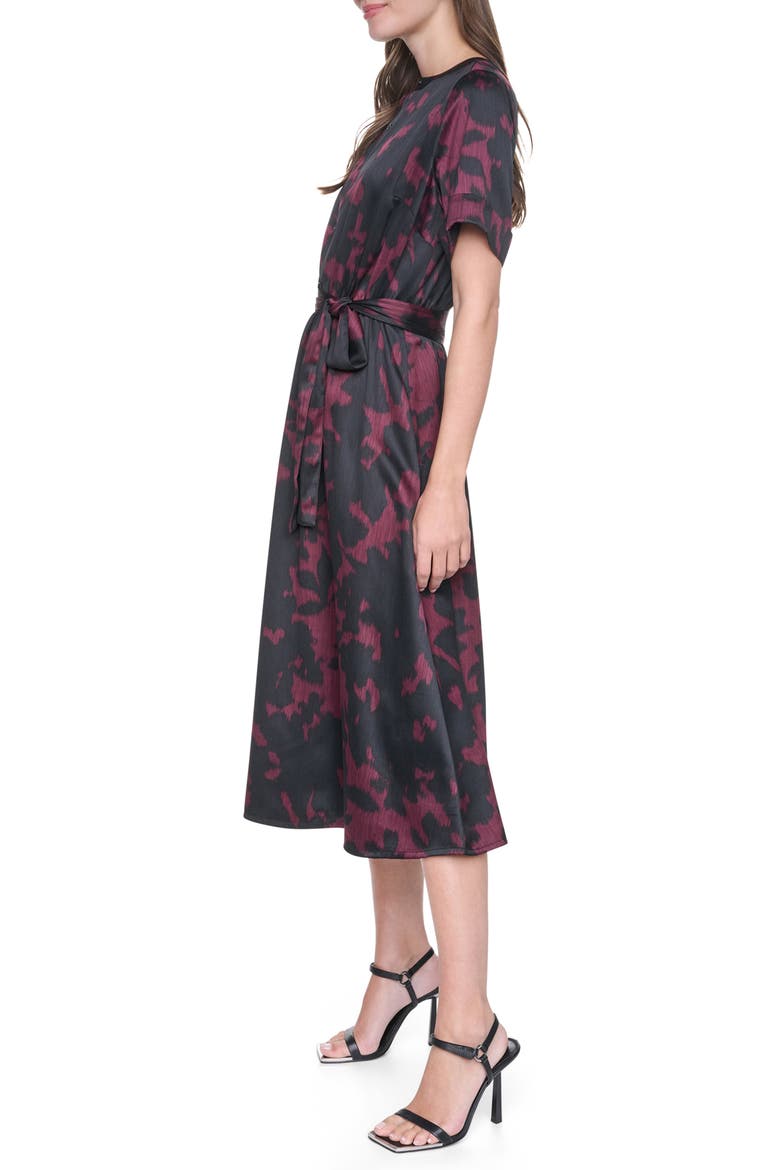 Folded Cuff Shirtdress, Alternate, color, BURGUNDY/ BLACK