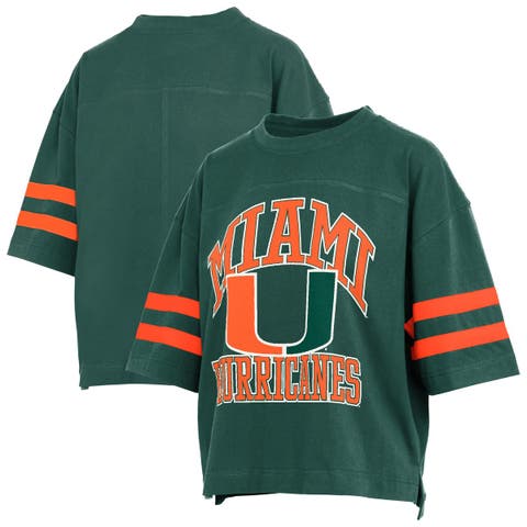 Women's Pressbox  Green Miami Hurricanes Wayne Tyler Cropped T-Shirt