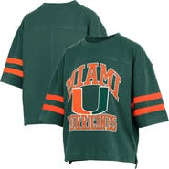 PRESSBOX Women's Pressbox Green Miami Hurricanes Wayne Tyler Cropped T-Shirt