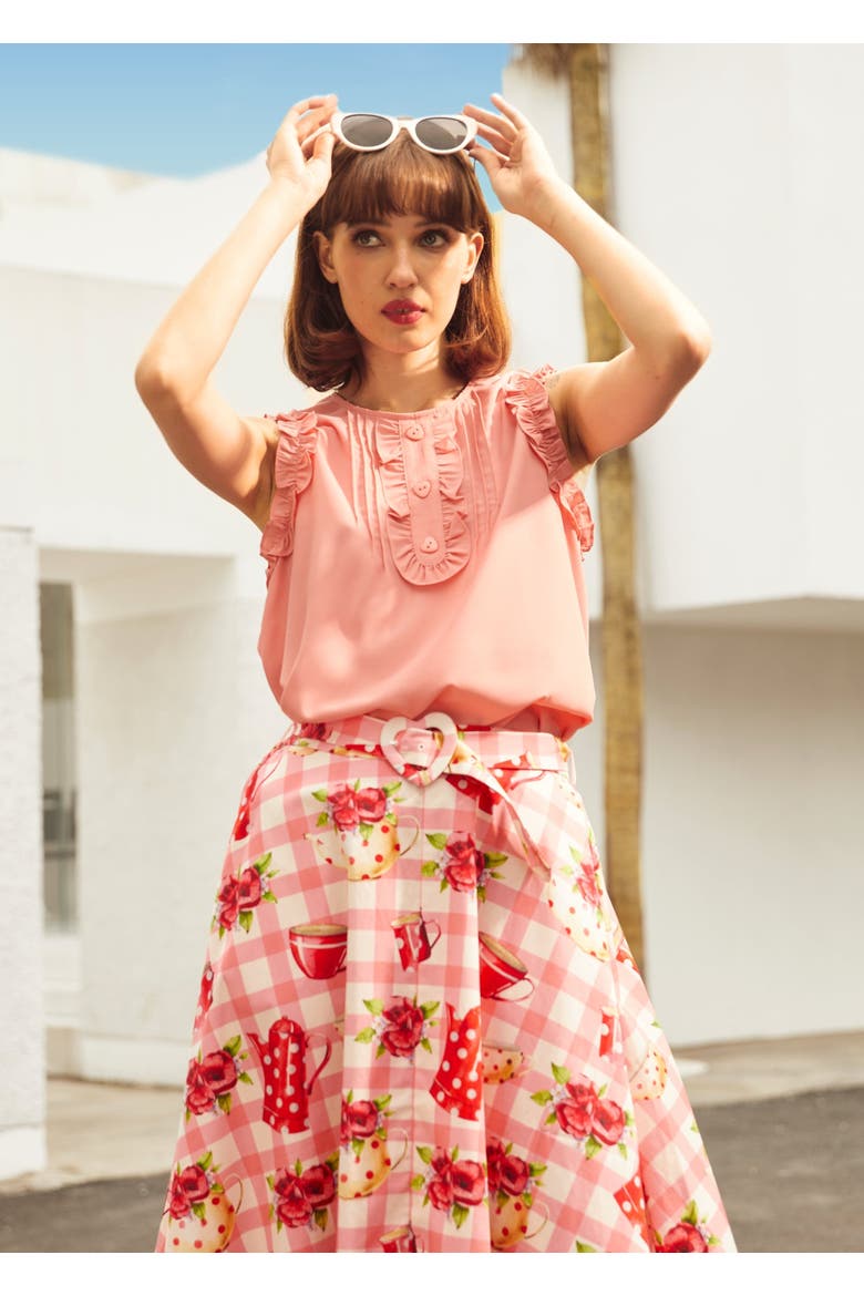 Something Sweet Ruffle Top, Alternate, color, Strawberry Shake