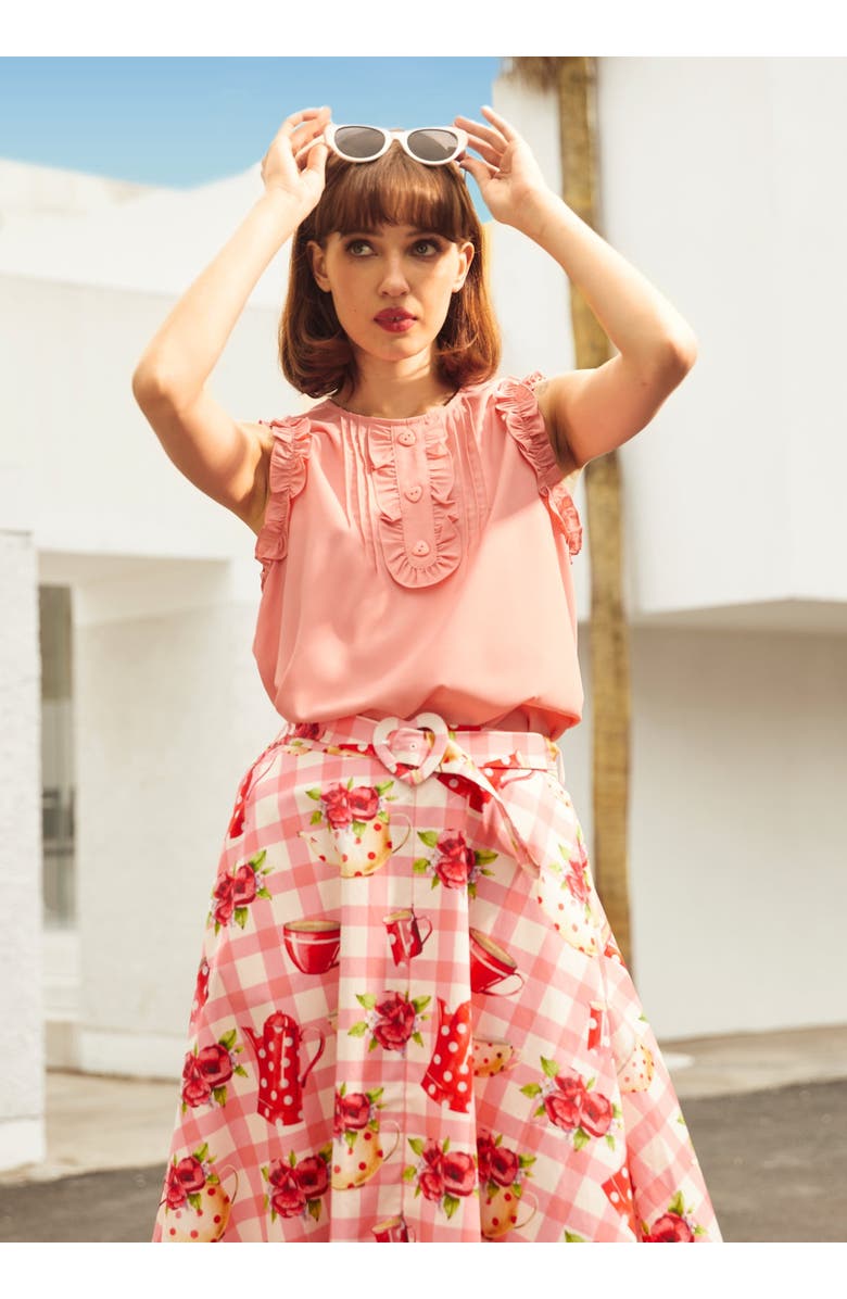 ModCloth Something Sweet Ruffle Top, Alternate, color, Strawberry Shake