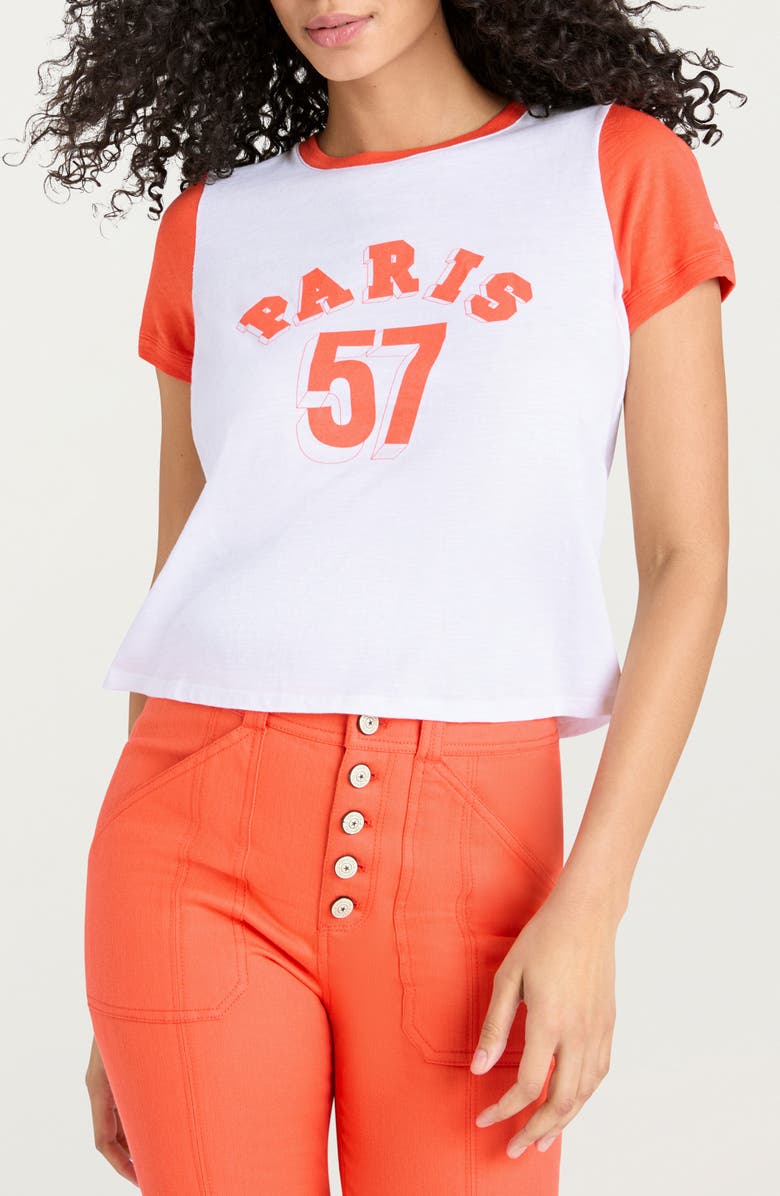 Cinq à Sept Paris Shrunken Ringer T-Shirt, Main, color, White/ Cherry Tomato