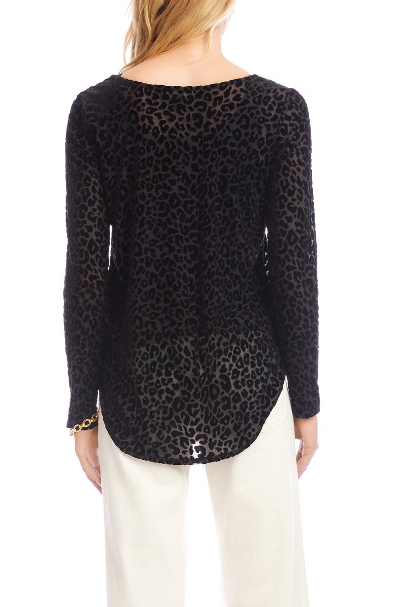 Karen Kane Leopard Spot Velvet Burnout Shirttail Top, Alternate, color, Leopard