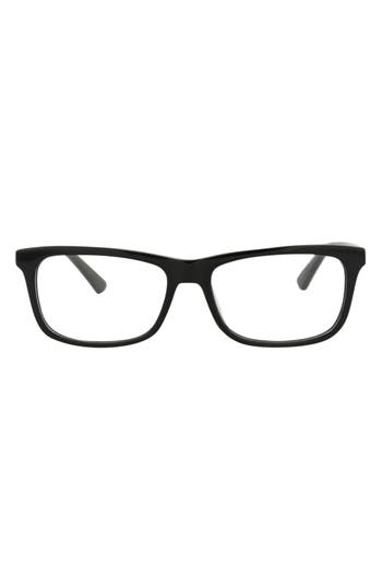 Alexander Mcqueen Mcqueen 52mm Rectangular Optical Glasses In Black Black Transparent