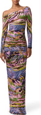 Naked Wardrobe Ruched Off the Shoulder Long Sleeve Maxi Dress