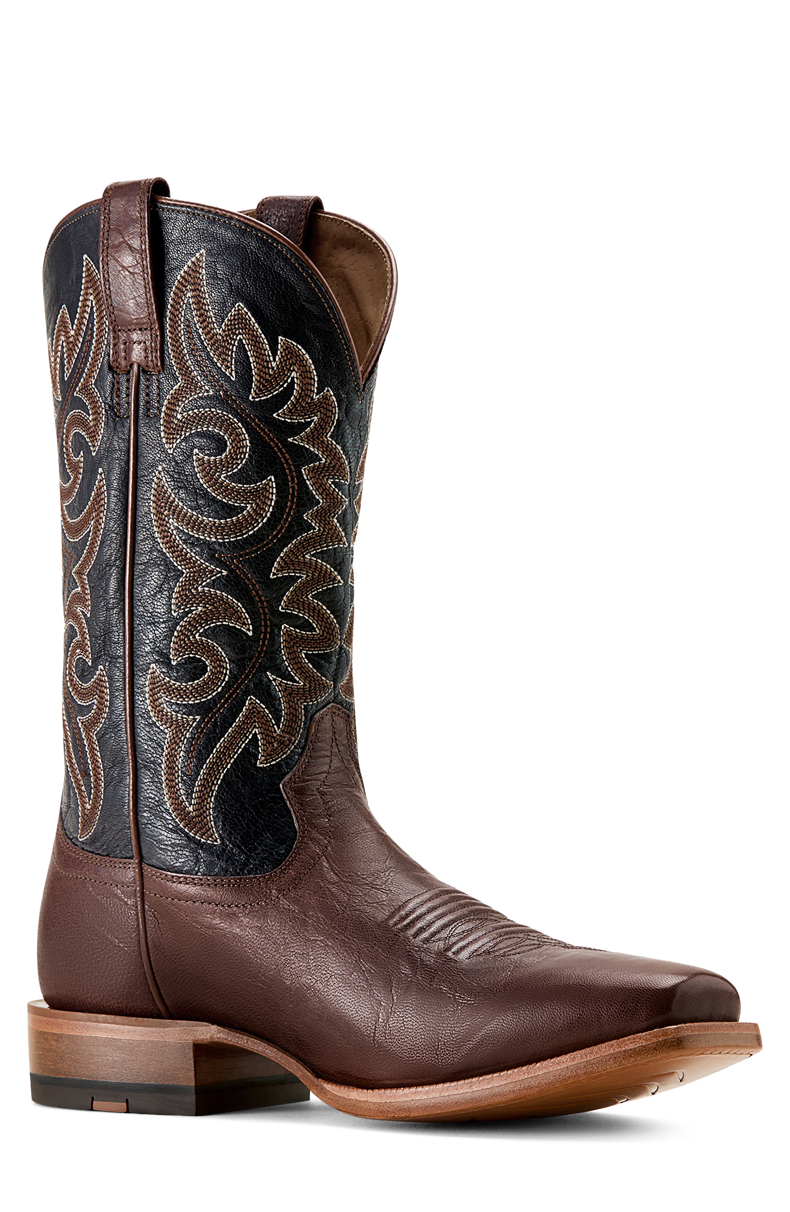 Highbluff Leather Western Boot, Alternate, color, HICKORY SMOKE/ BLACK