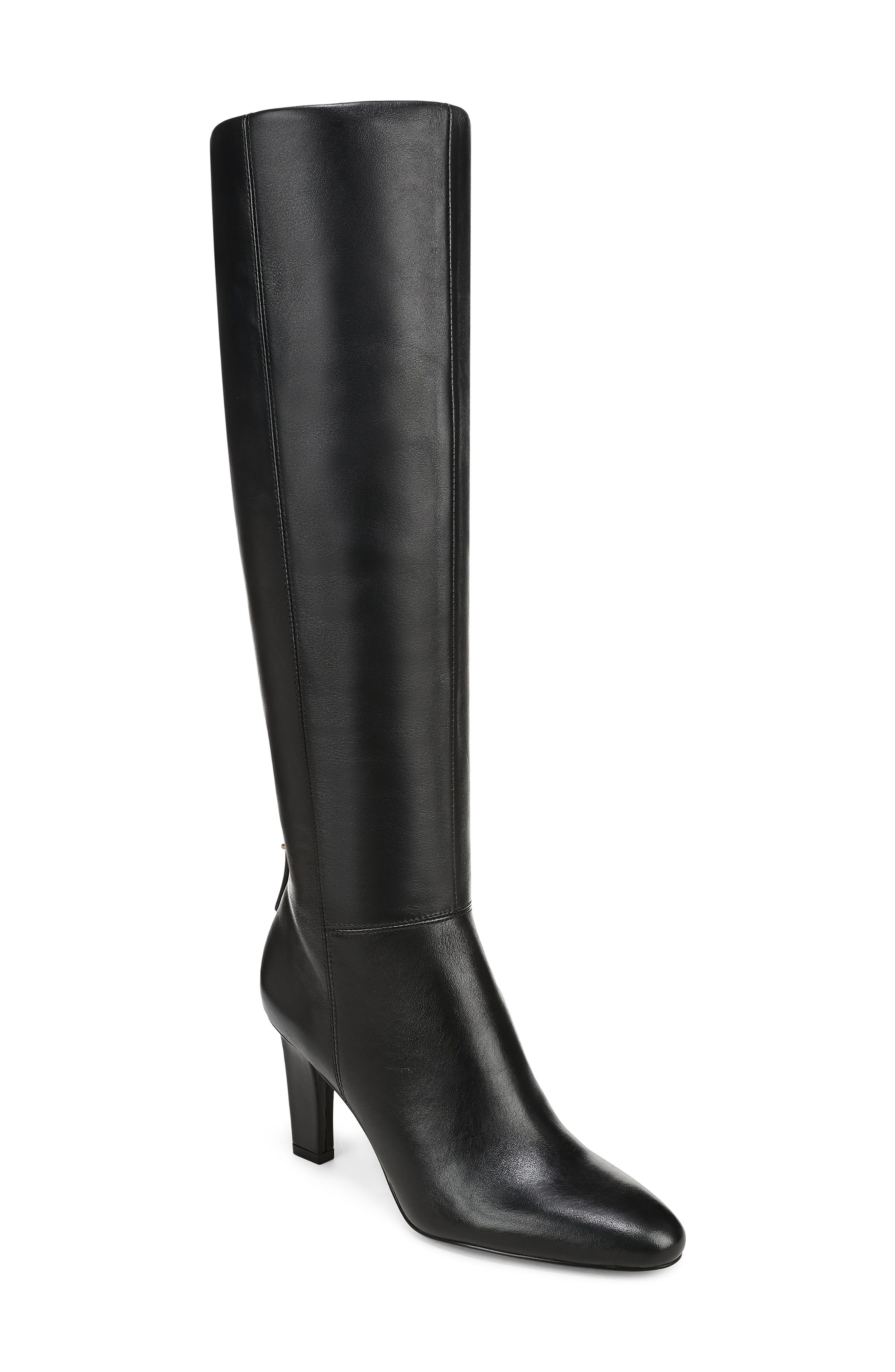 Janiya Leather Knee High Boot, Main, color, BLACK
