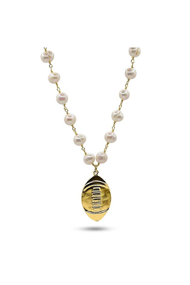 Socialite Football Pearl Necklace, Main, color, Gold