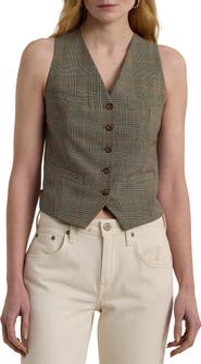 Lauren Ralph Lauren Yarn Dye Plaid Wool Blend Vest