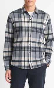 Vince Plaid Knit Shirt Jacket