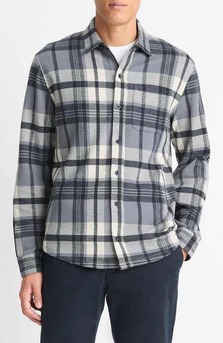 Vince Plaid Knit Shirt Jacket