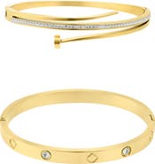 Adornia Set of 2 Nail & Clover Cuff Bracelets
