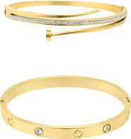 Adornia Set of 2 Nail & Clover Cuff Bracelets