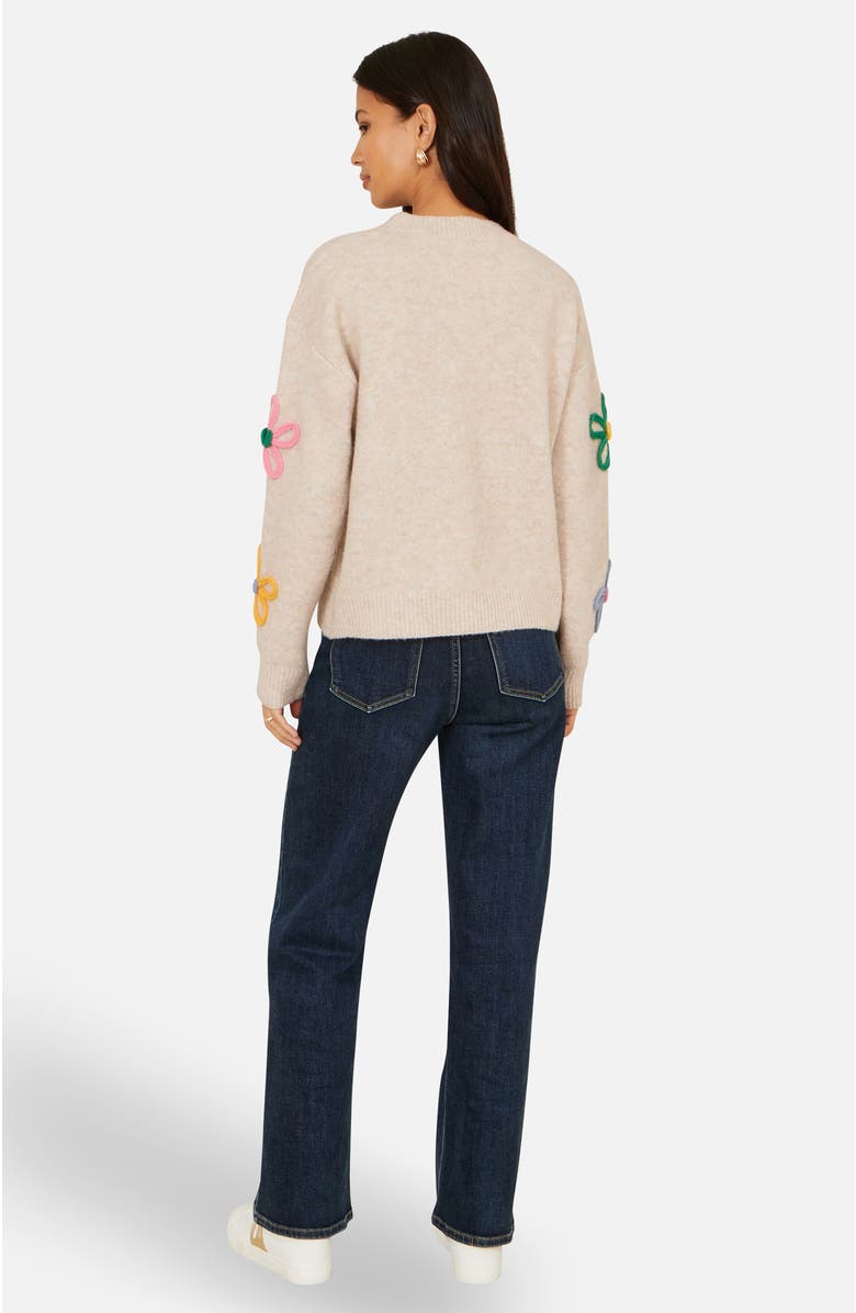 Yumi Relaxed Flower Embroidered Jumper, Alternate, color, Grey