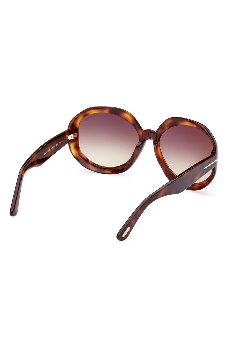 TOM FORD Georgia-02 62mm Gradient Oversize Round Sunglasses, Alternate, color, Dark Havana / Gradient Smoke