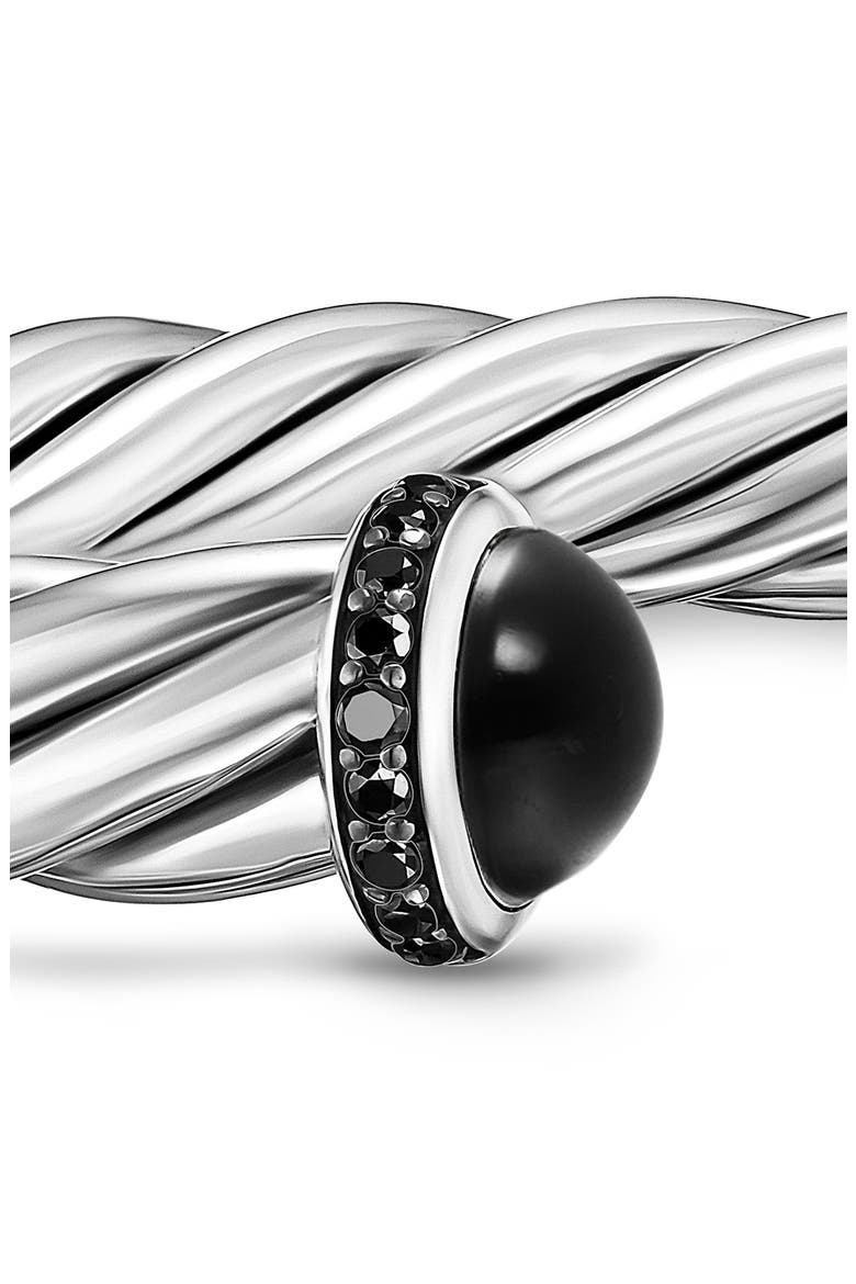 Men's Classic Cable Bracelet in Sterling Silver with Black Onyx & Black Diamonds, 6mm, Alternate, color, SILVER PAVE