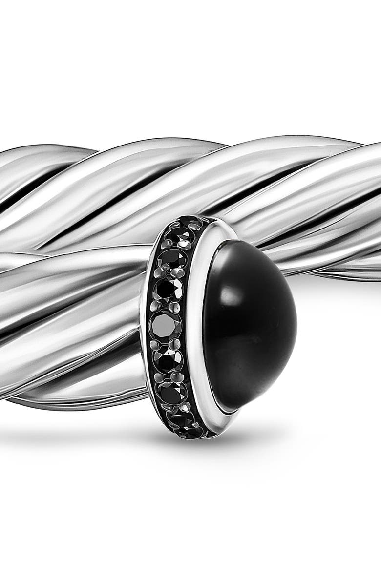 David Yurman Men's Classic Cable Bracelet in Sterling Silver with Black Onyx & Black Diamonds, 6mm, Alternate, color, Silver Pave