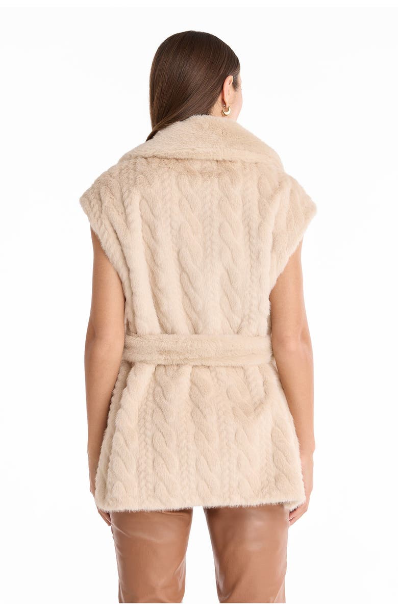The Noli Shop Leone Cable Knit Faux Fur Vest, Alternate, color, Pearl