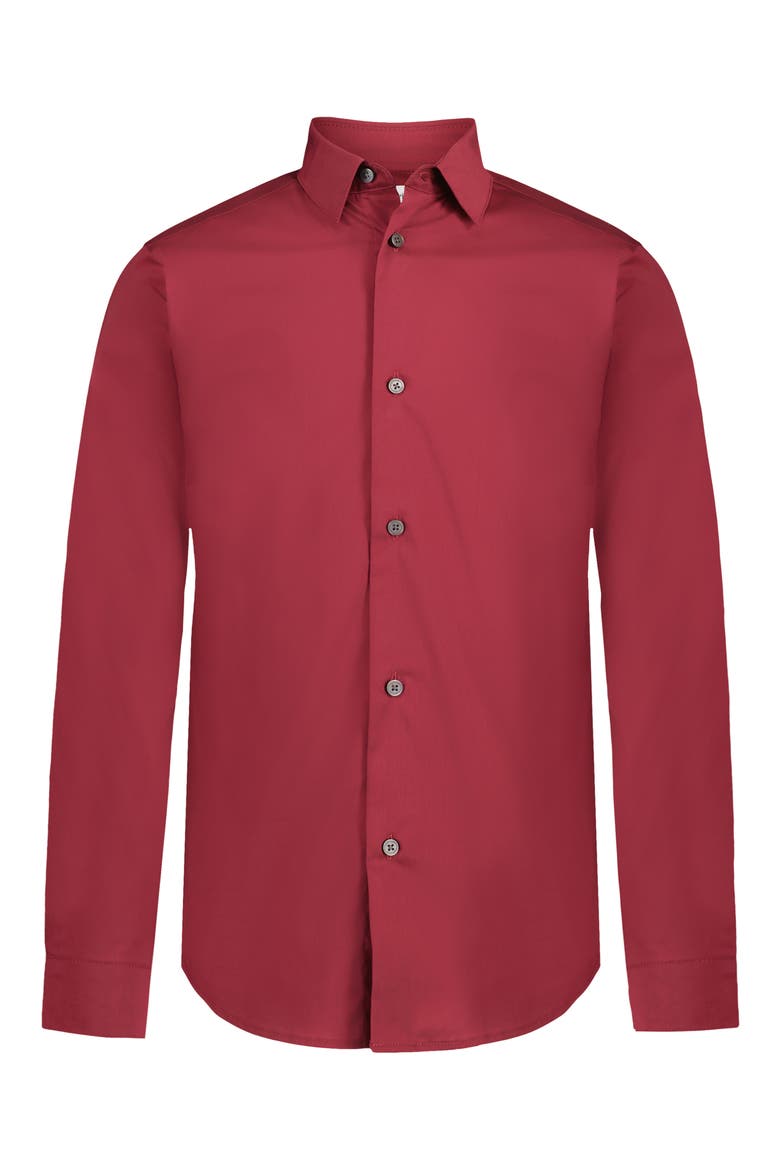 Kids' Stretch Solid Poplin Shirt, Main, color, RED