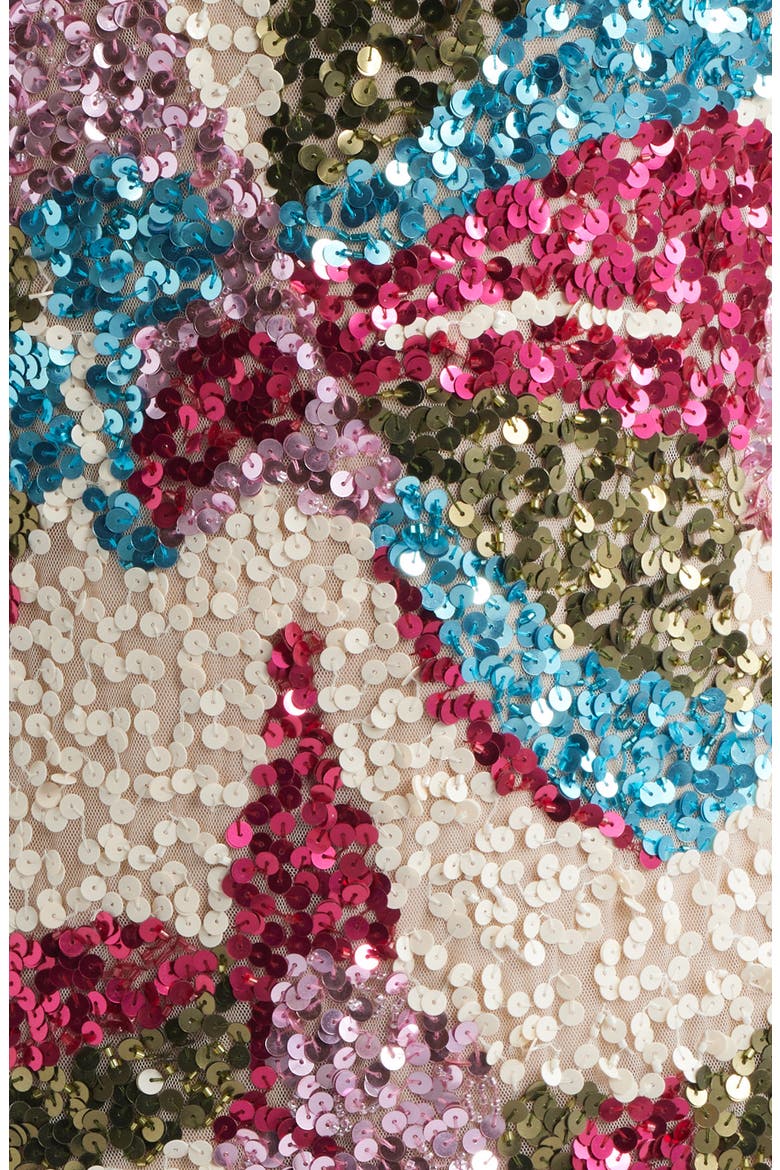 Sequin Floral Sheath Dress, Alternate, color, IVORY