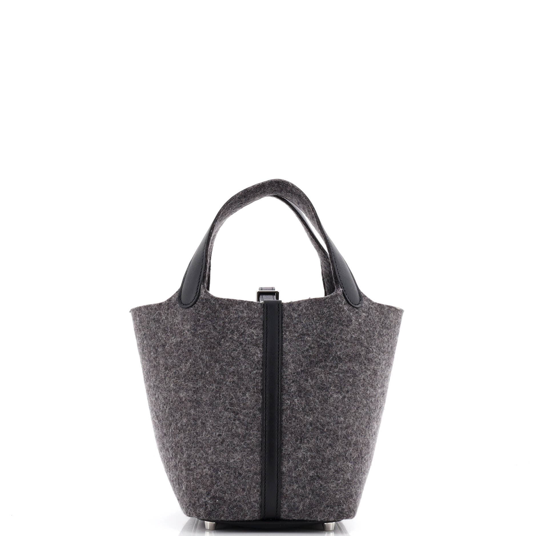 Pre-Owned Hermes Picotin Lock Bag Felt with Leather PM, Main, color, Gris Moyen