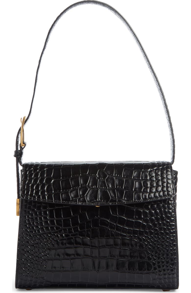 Balenciaga Croc Embossed Calfskin Leather Shoulder Bag, Main, color,