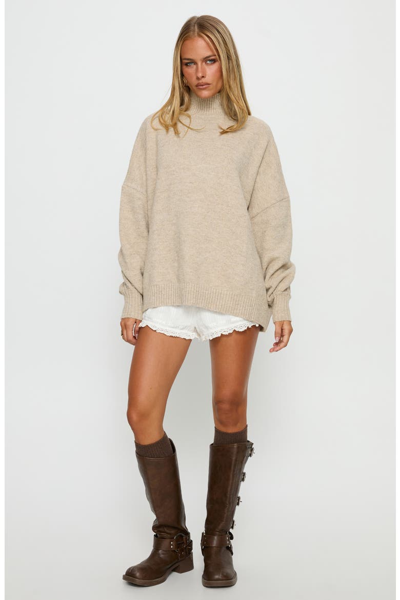 Patrizia Oversize Turtleneck Sweater, Alternate, color, BEIGE