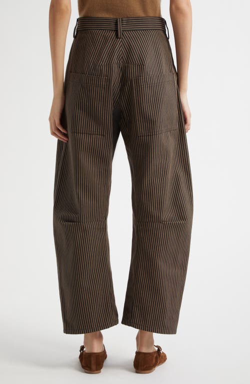 Nili Lotan Shon Barrel Leg Cotton Twill Pants In Vintage Railroad Stripe