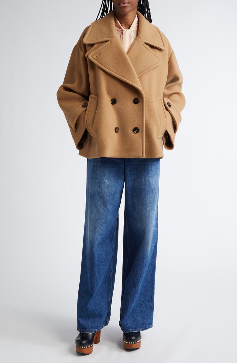 Chloé Oversize Double Breasted Wool Blend Coat, Alternate, color, 