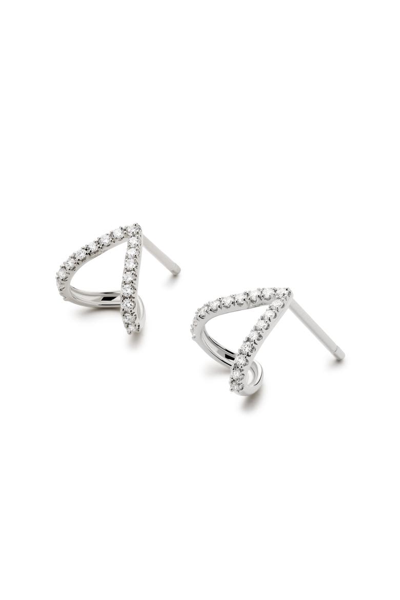 Solid White Gold - Diamond Velora Huggie Studs, Alternate, color, Silver