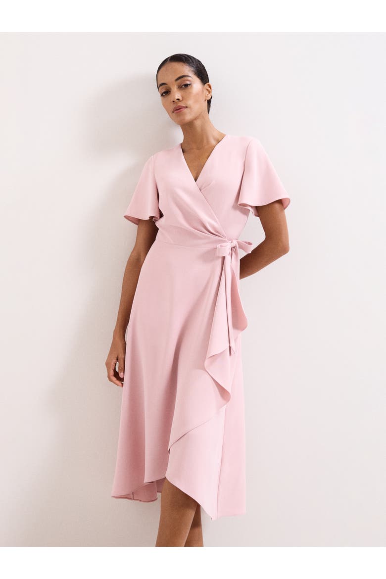 Julissa Short Sleeve Wrap Dress, Alternate, color, Pale Pink