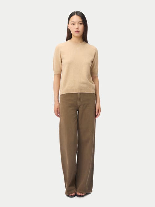Gobi Mongolian Cashmere Elbow-length Sleeve Cashmere Sweater In Sand