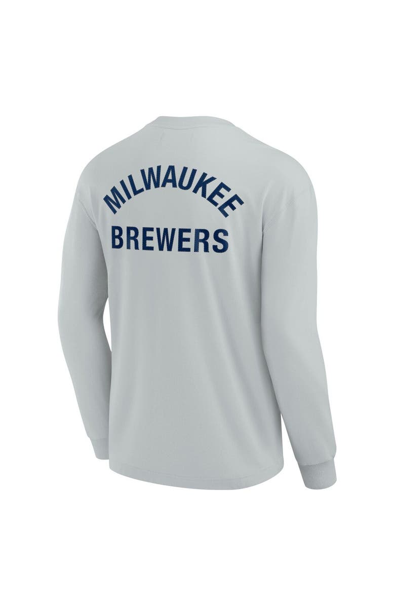 Fanatics Signature Unisex Fanatics Signature Gray Milwaukee Brewers Elements Super Soft Long Sleeve T-Shirt, Alternate, color, Gray