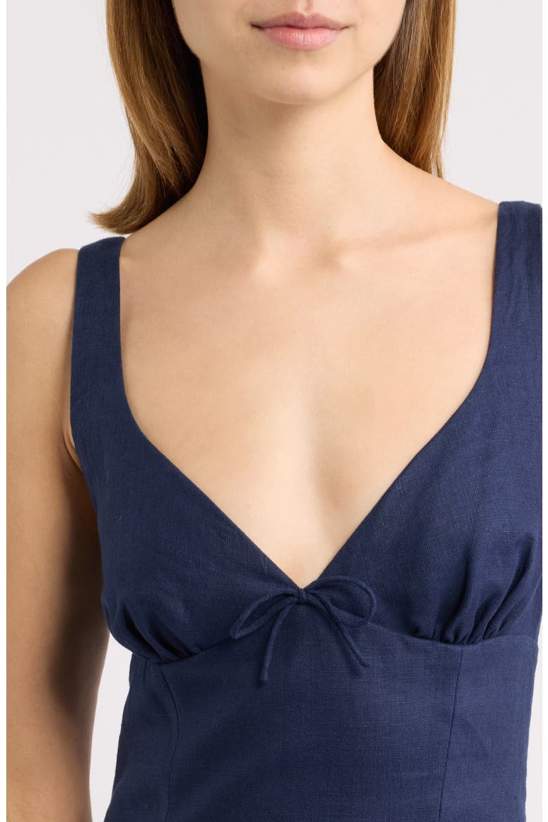 Adalee Linen Midi Dress, Alternate, color, NAVY