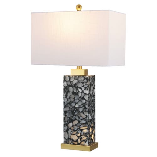 Jonathan Y Elizabeth 27.5" Contemporary Coastal Alabaster Led Table Lamp In Black/gold Painting