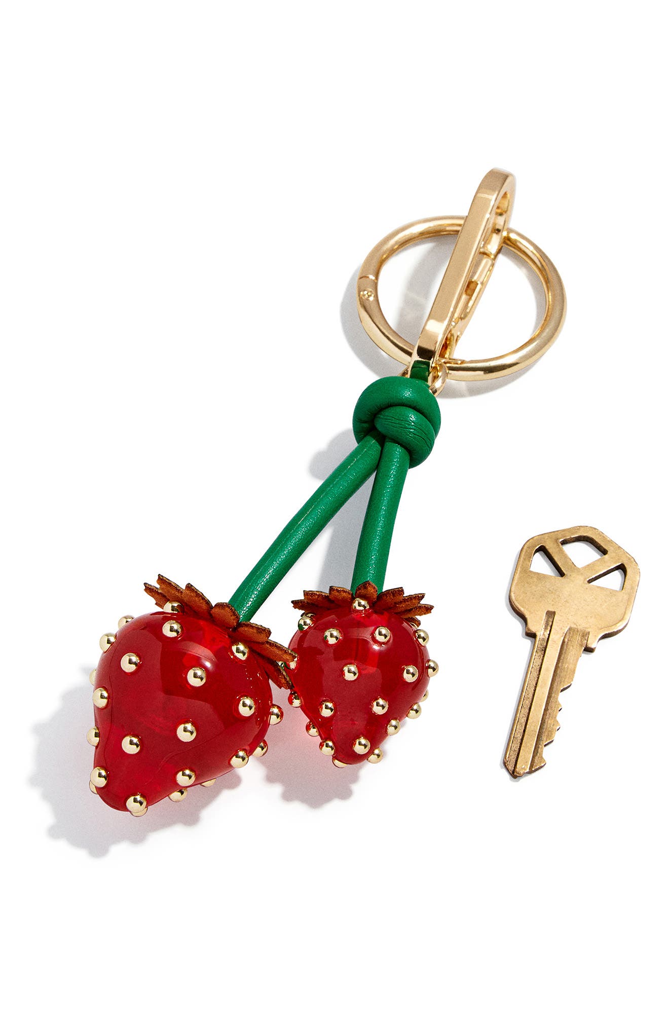 BaubleBar Berry Sweet Strawberry Bag Charm, Alternate, color, Red