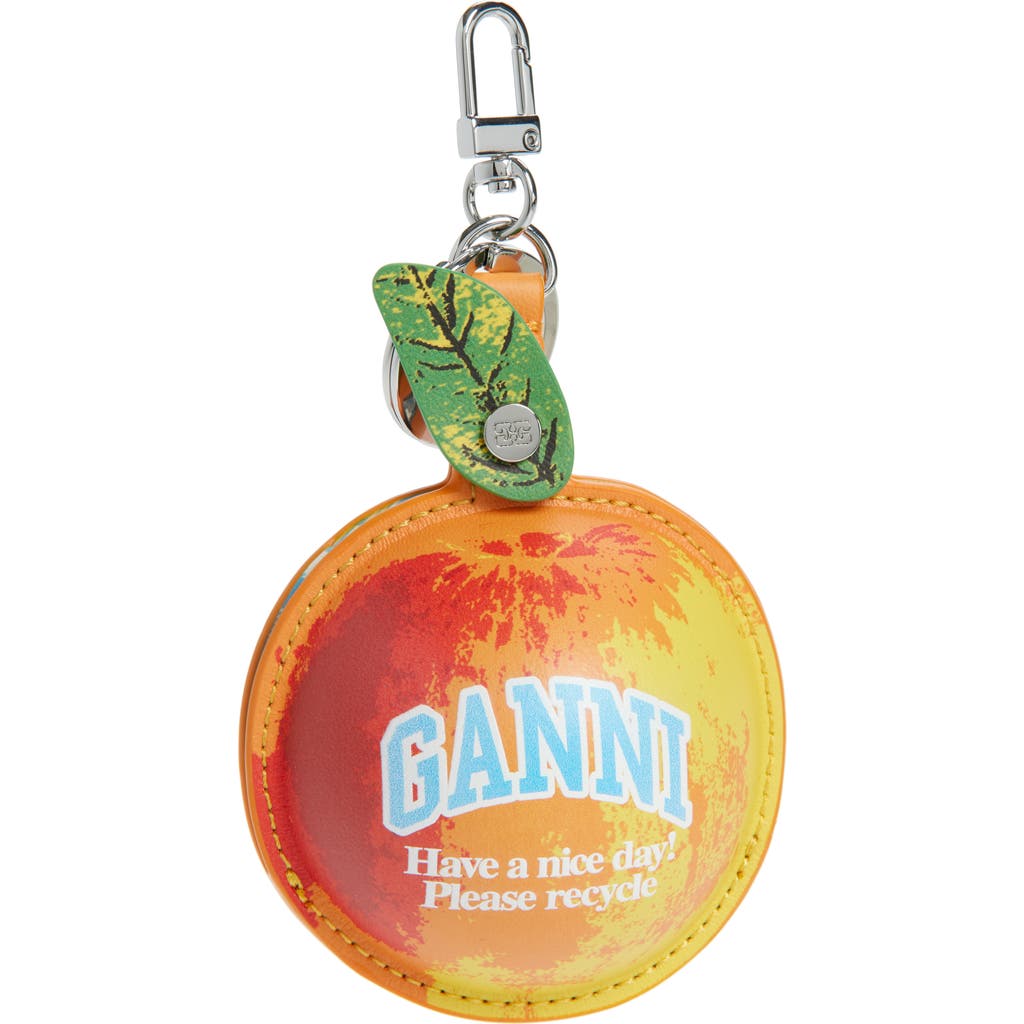 Ganni Apple Leather Keyring Coin Purse in Flame Orange  product