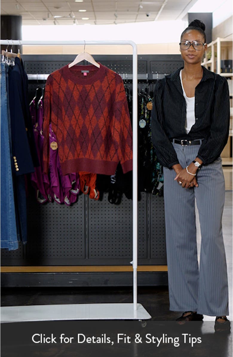 Argyle Eyelash Jacquard Crewneck Sweater, sales video thumbnail