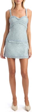 Bardot Elina Sequin Fringe Bouclé Minidress